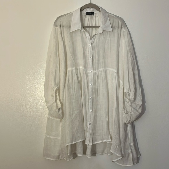 Sweet Lovely by Jen | White gauzy tiered ruffle blouse/top Womens size 3X - Picture 1 of 7